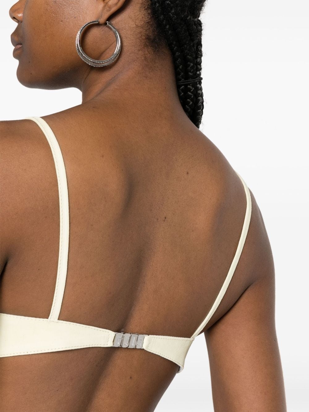 Hoop logo-plaque suede bralette - 5