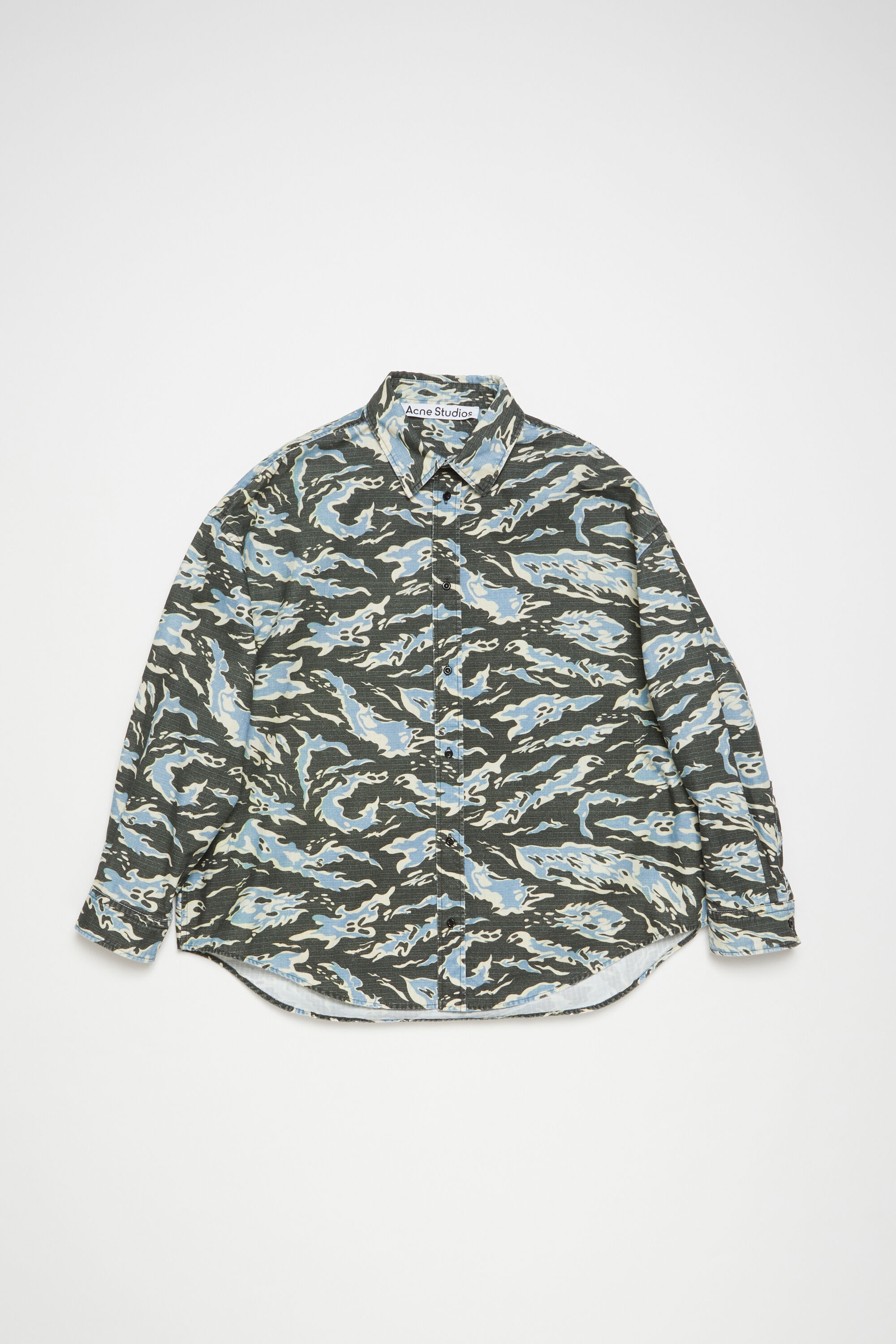 Ripstop button-up shirt - Black/blue - 1