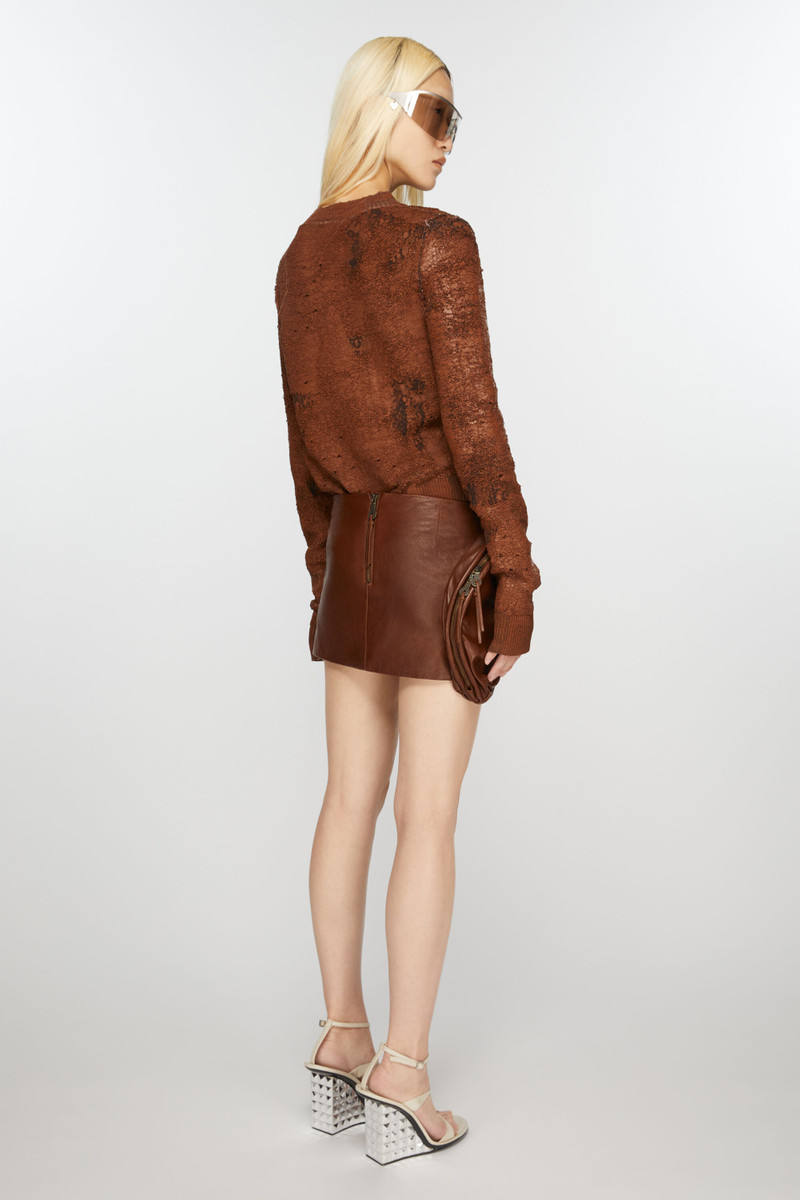 Leather skirt - Cognac brown 4