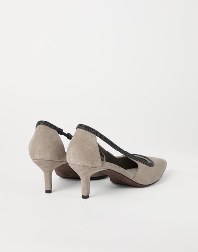 Brunello Cucinelli Suede city heels with precious strap outlook