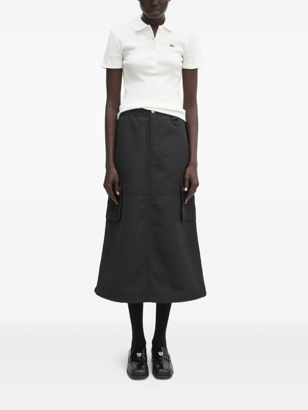 logo-patch A-line midi skirt - 2