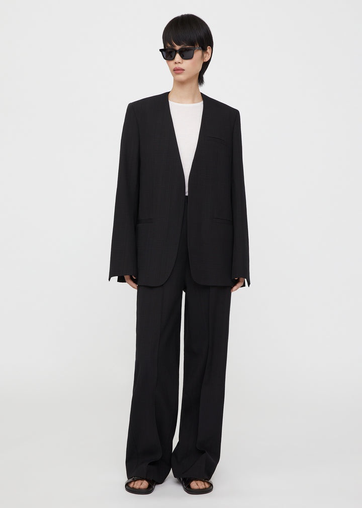 Collarless suit blazer black - 2