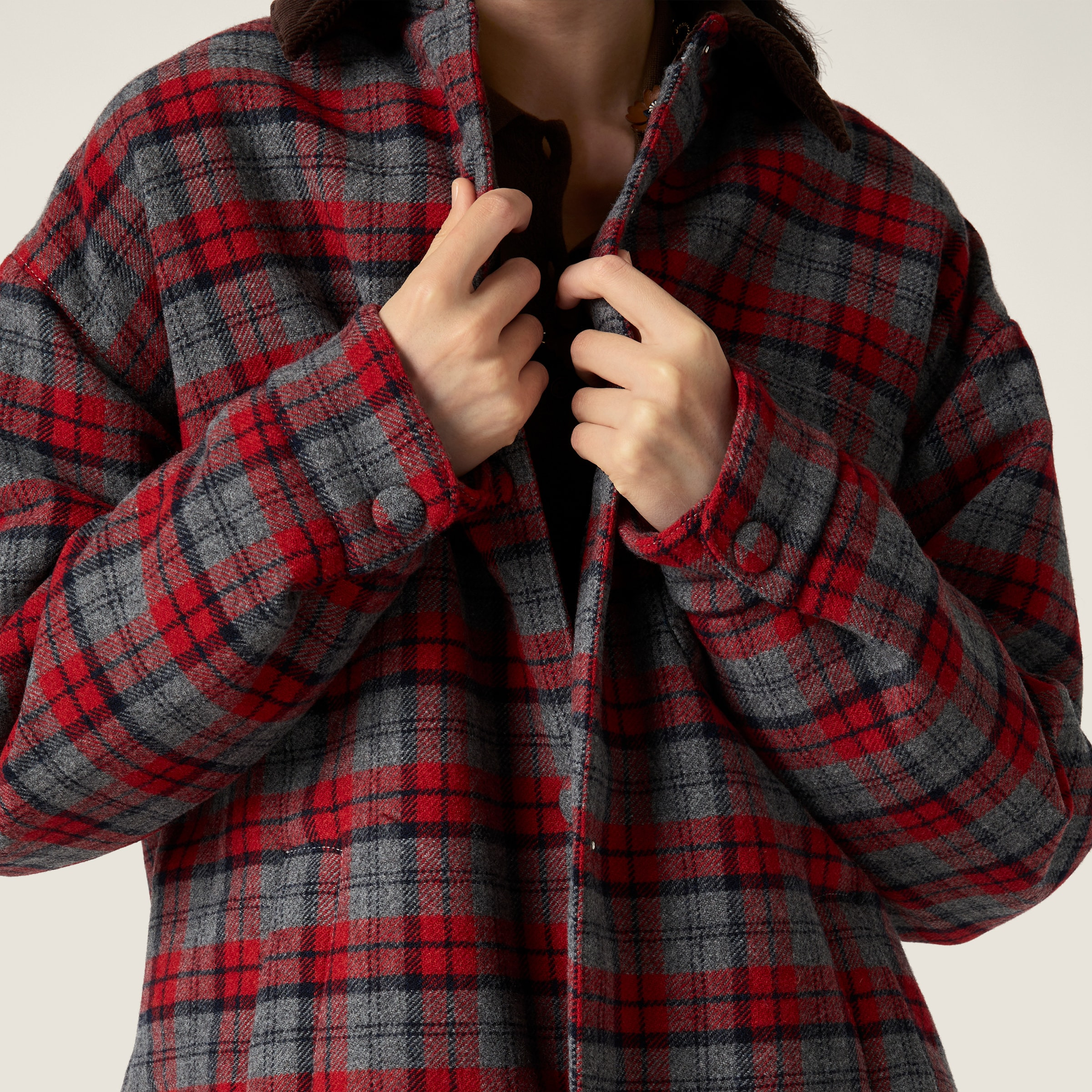 Medium-weight plaid check down jacket - 4