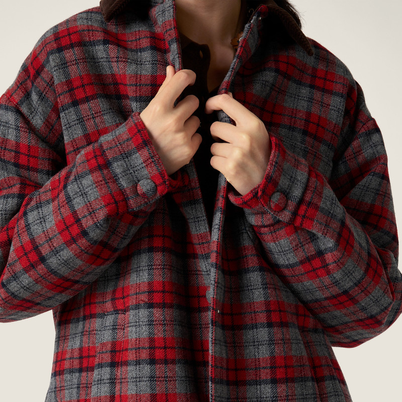 Medium-weight plaid check down jacket 4