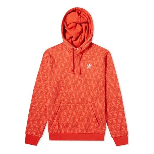 adidas originals Monogram Hoody Casual Sports Printing Drawstring Red FM3407 - 1