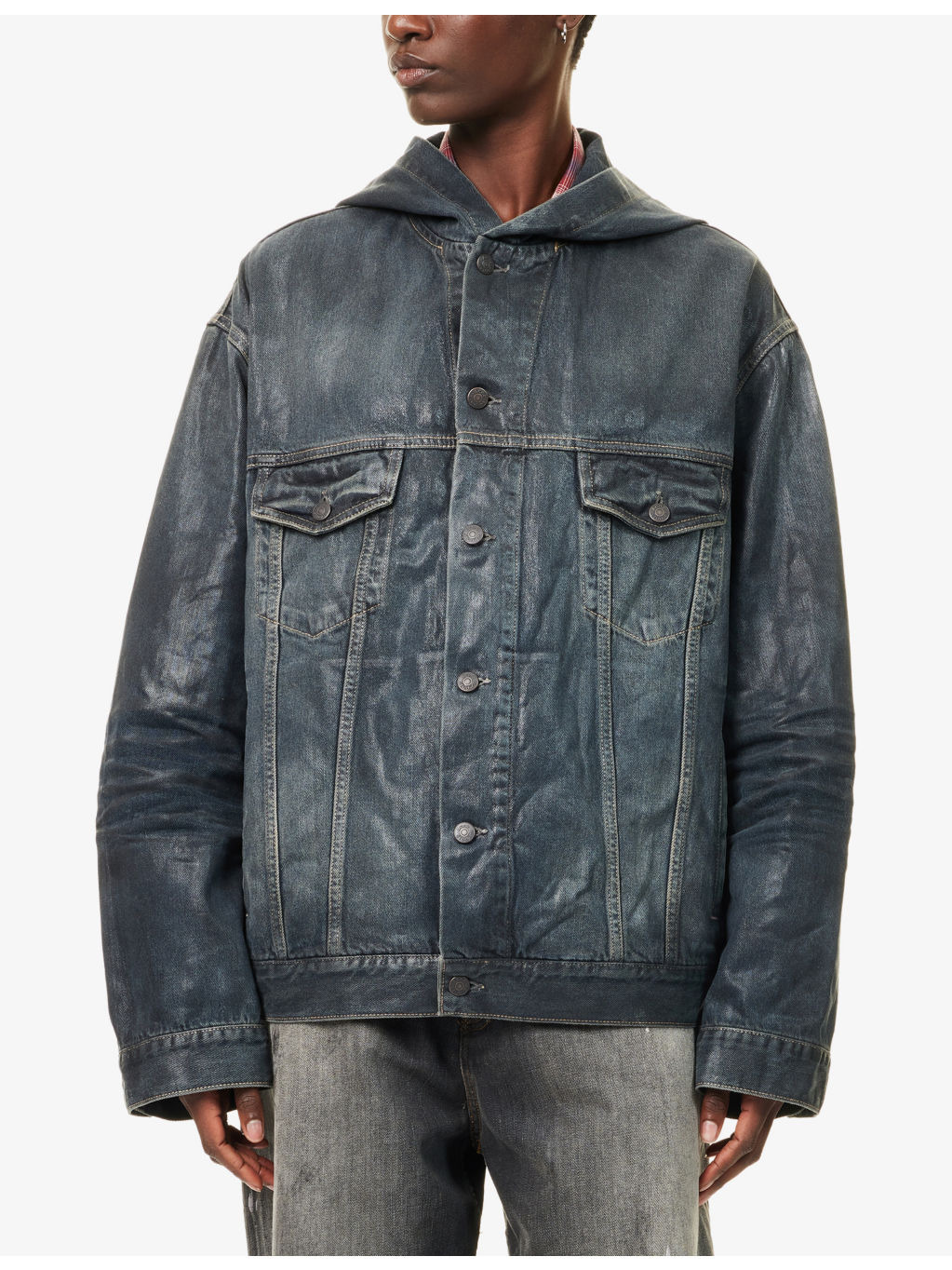 Hooded Relaxed-Fit Denim Jacket - 3