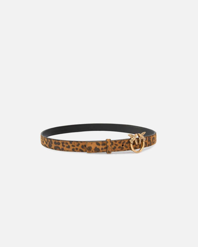 PINKO LEOPARD-PRINT BELT WITH LOVE BIRDS BUCKLE, 2 CM outlook