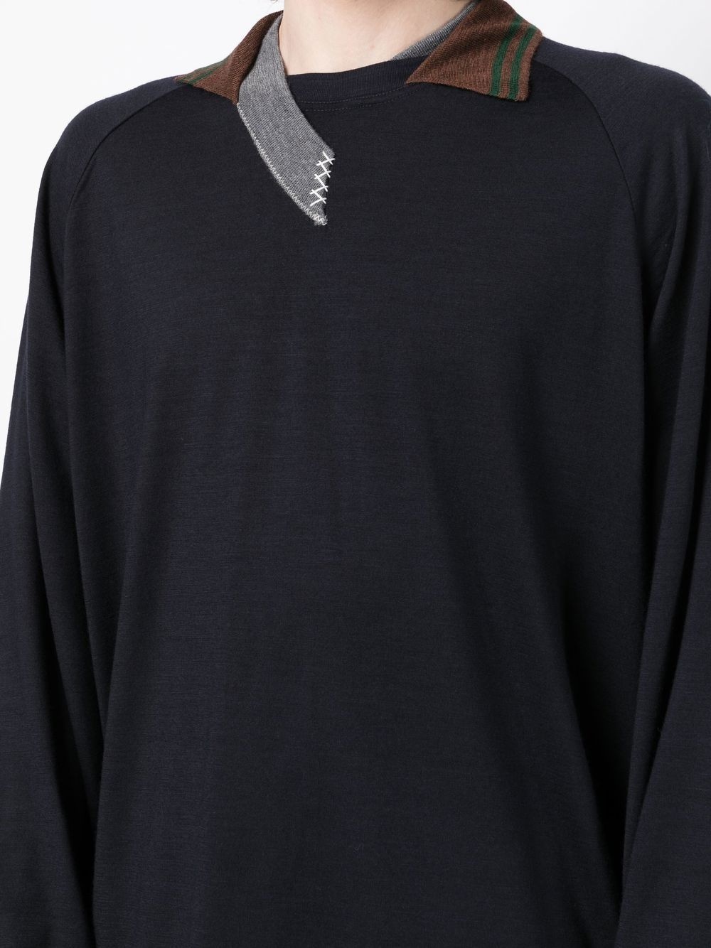 contrasting-collar detail sweatshirt - 5