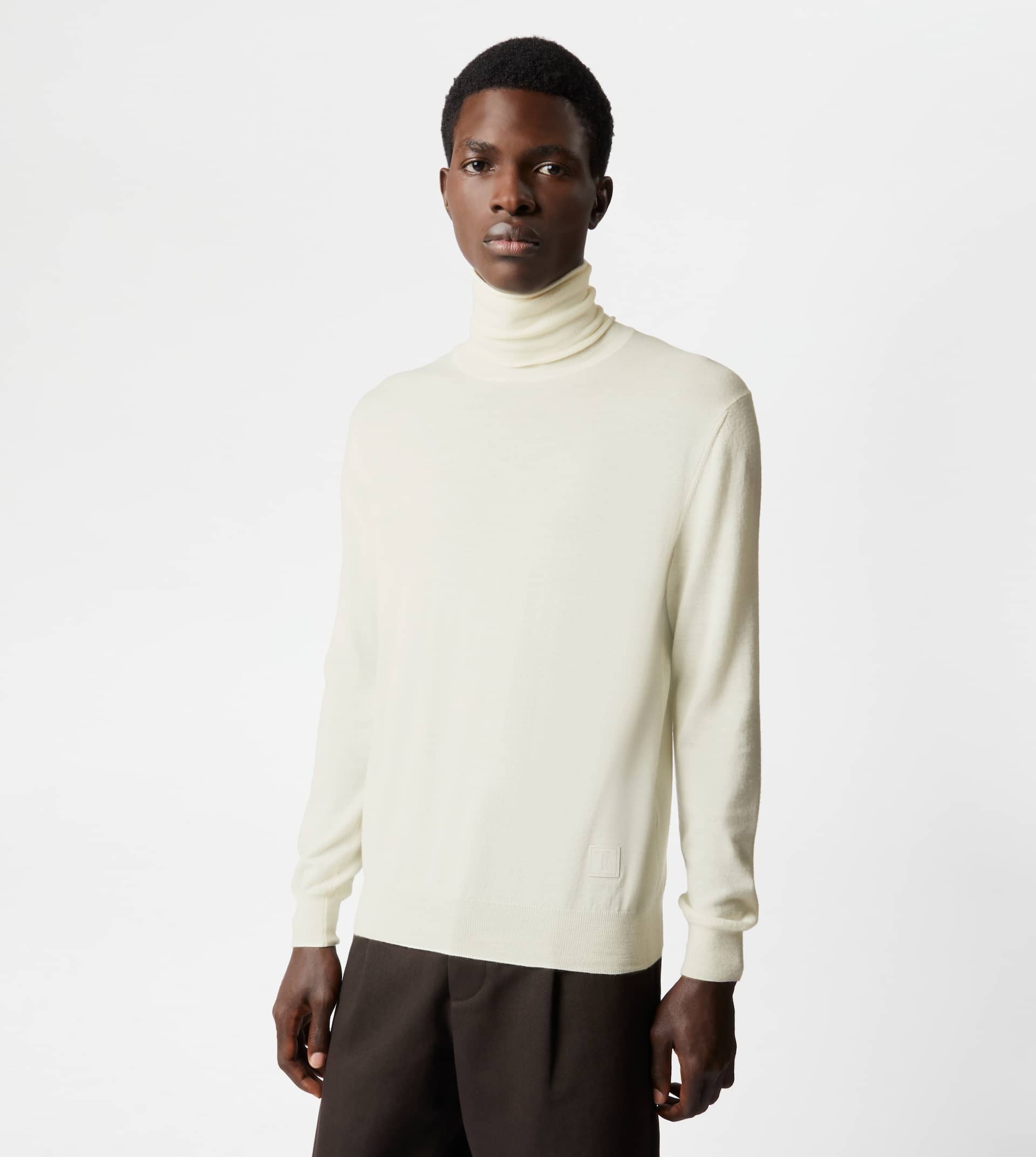 TURTLENECK IN WOOL AND SILK - WHITE - 5