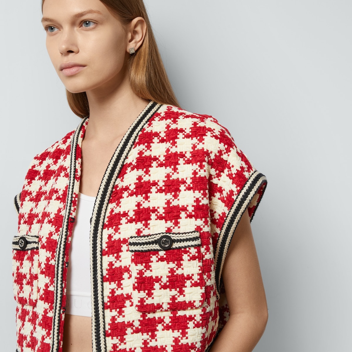 Houndstooth chenille gilet - 3