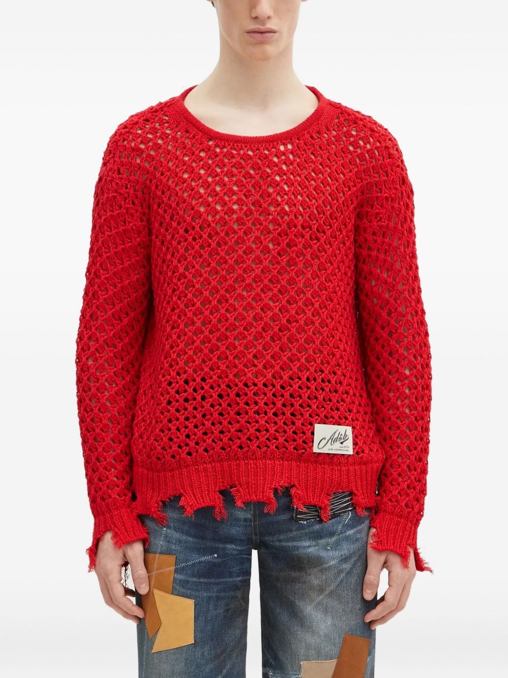 open-knit frayed sweater - 2