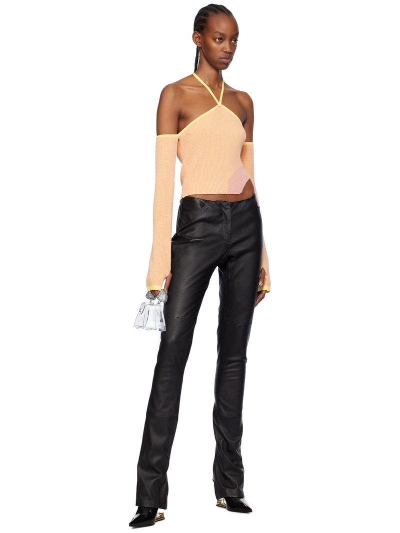 GCDS Black Multi-Zip Leather Pants outlook