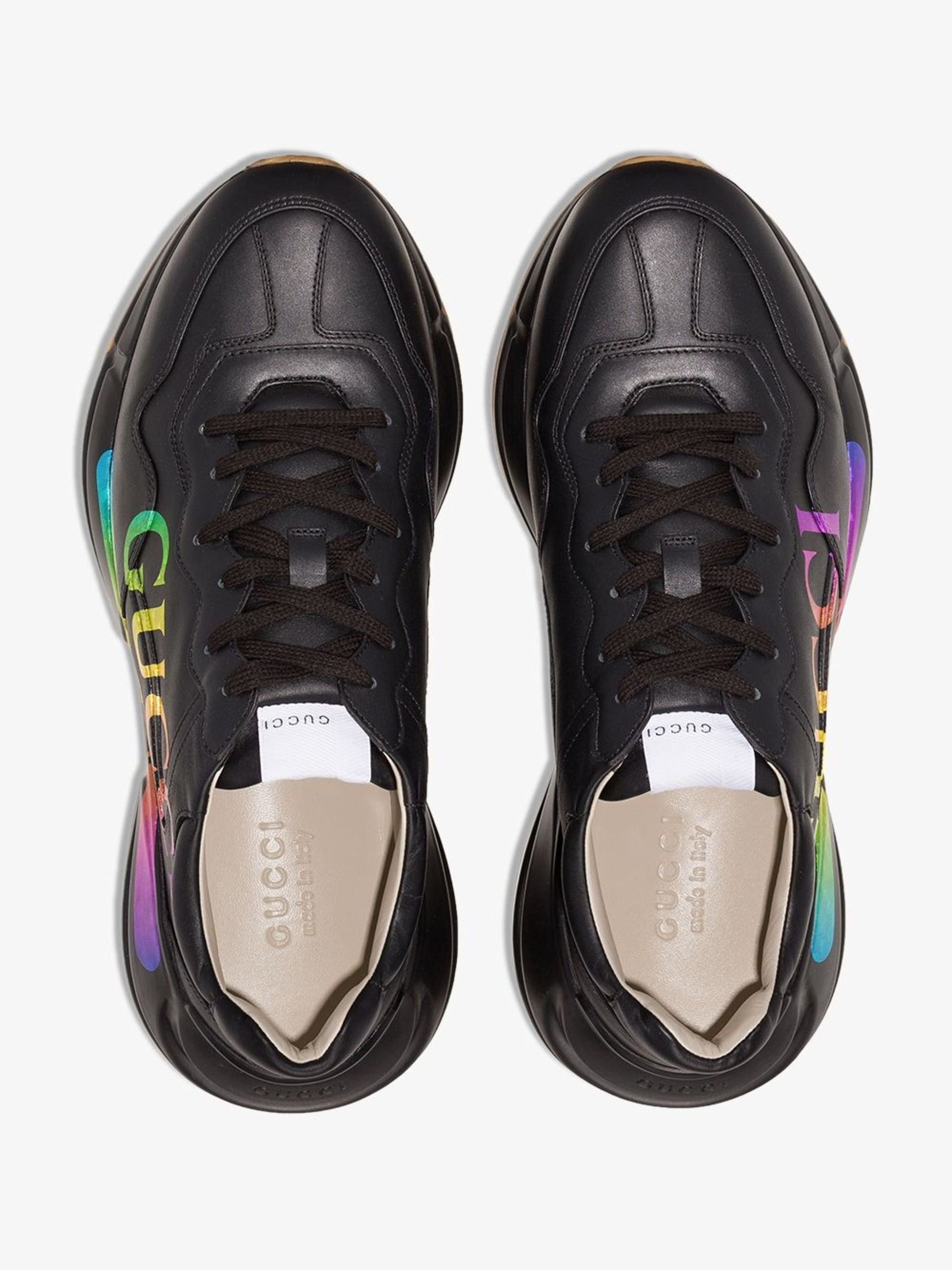 black Rhyton logo print leather sneakers - 4