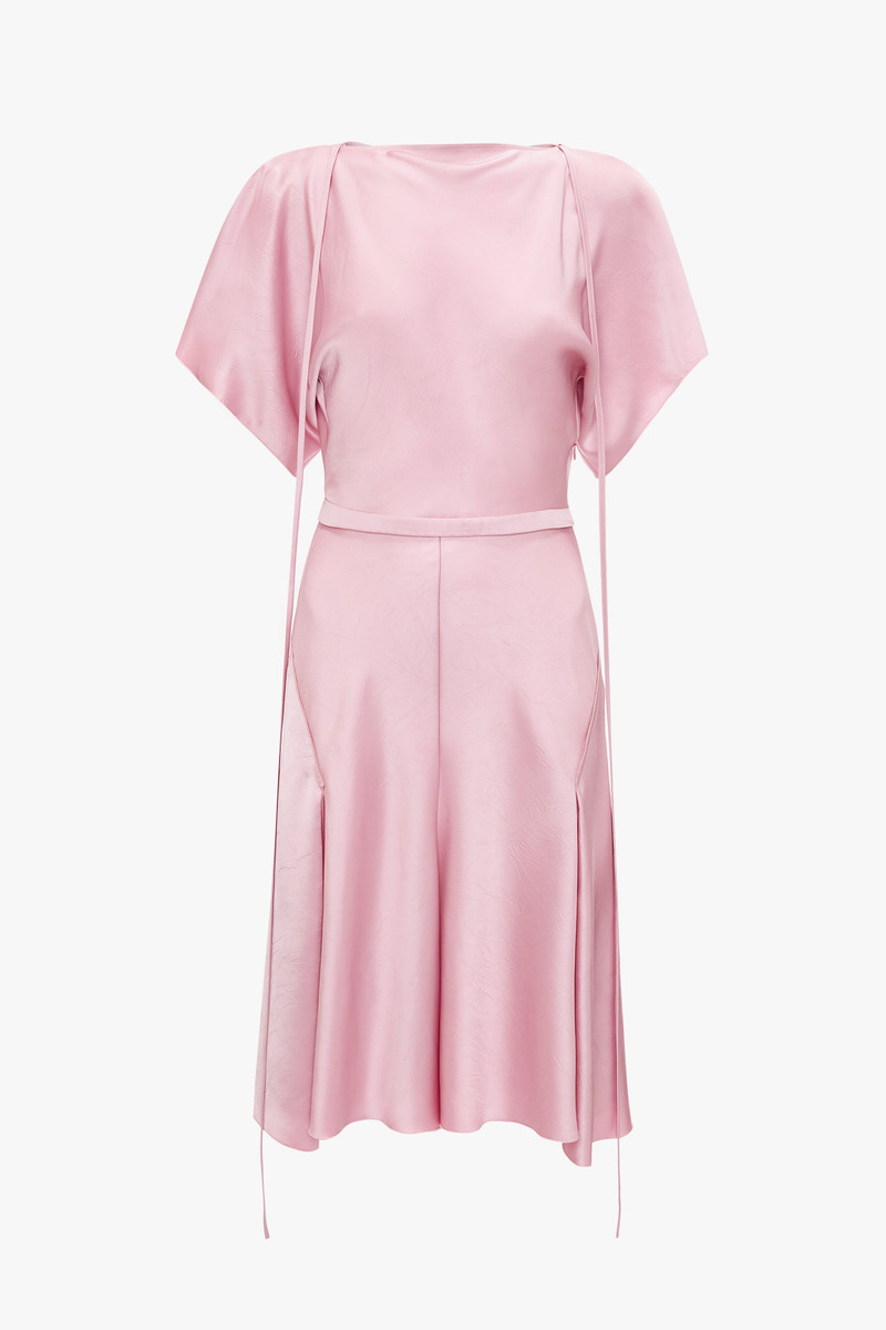 Draped Sleeve Cut Out Mini Dress In Rose 1