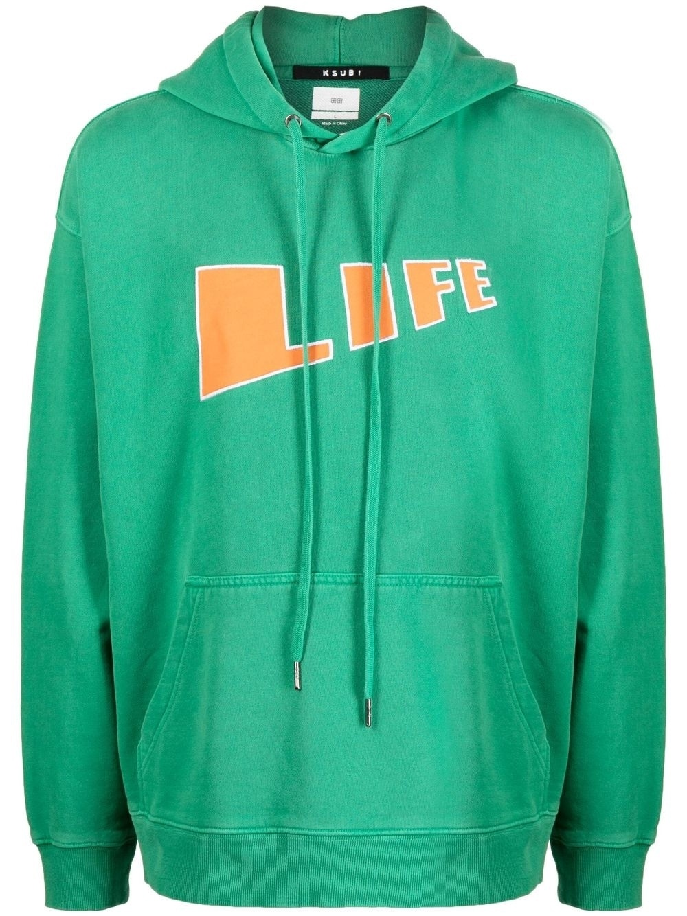 'Life' cotton drawstring hoodie - 1