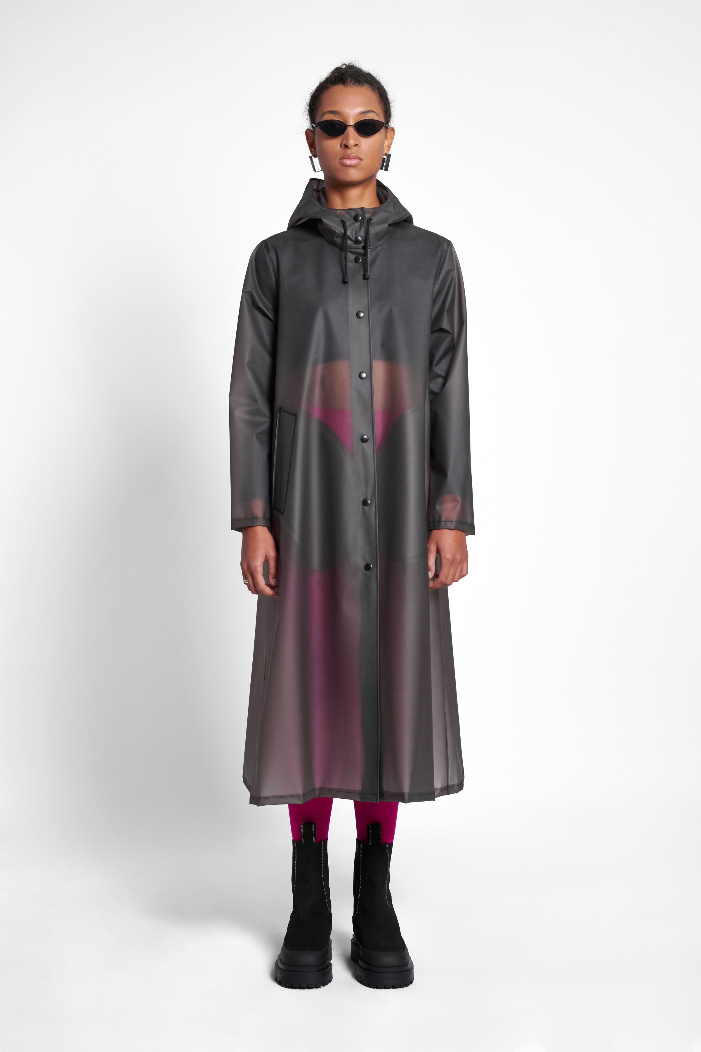 Mosebacke Long Print Raincoat Smoke - 3