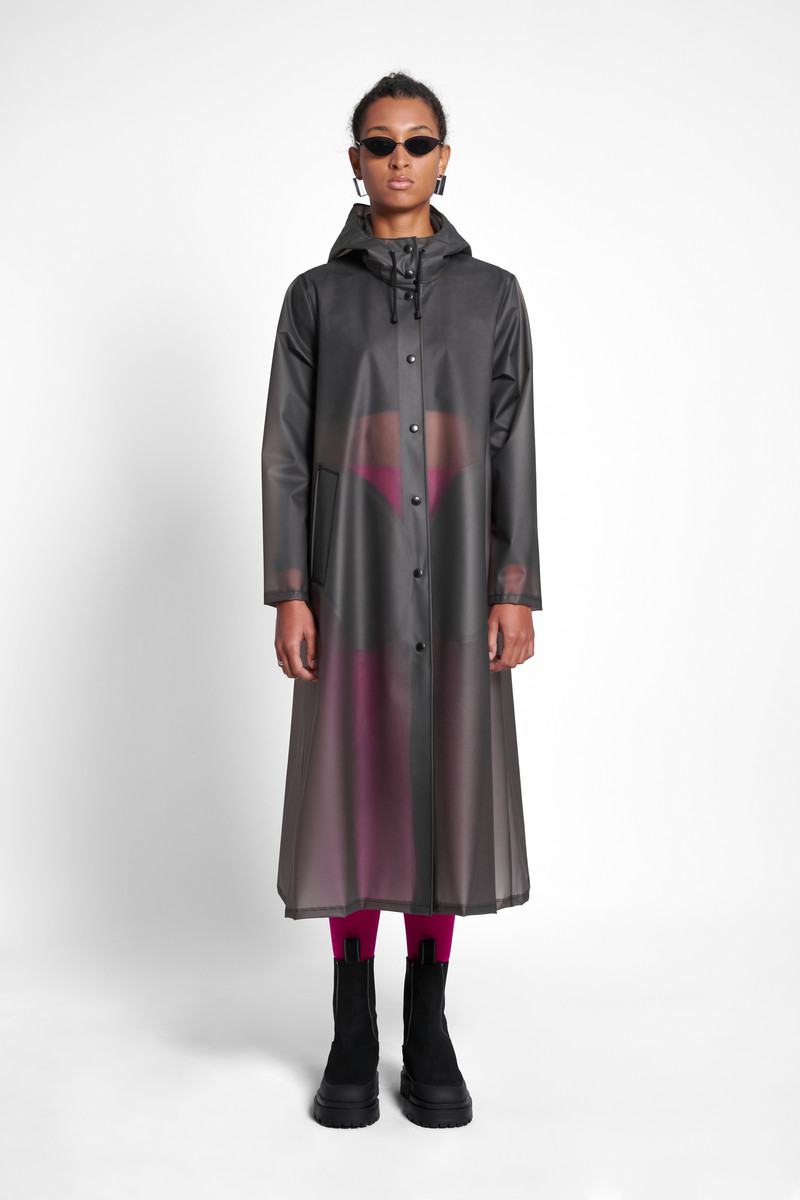 Mosebacke Long Print Raincoat Smoke 3