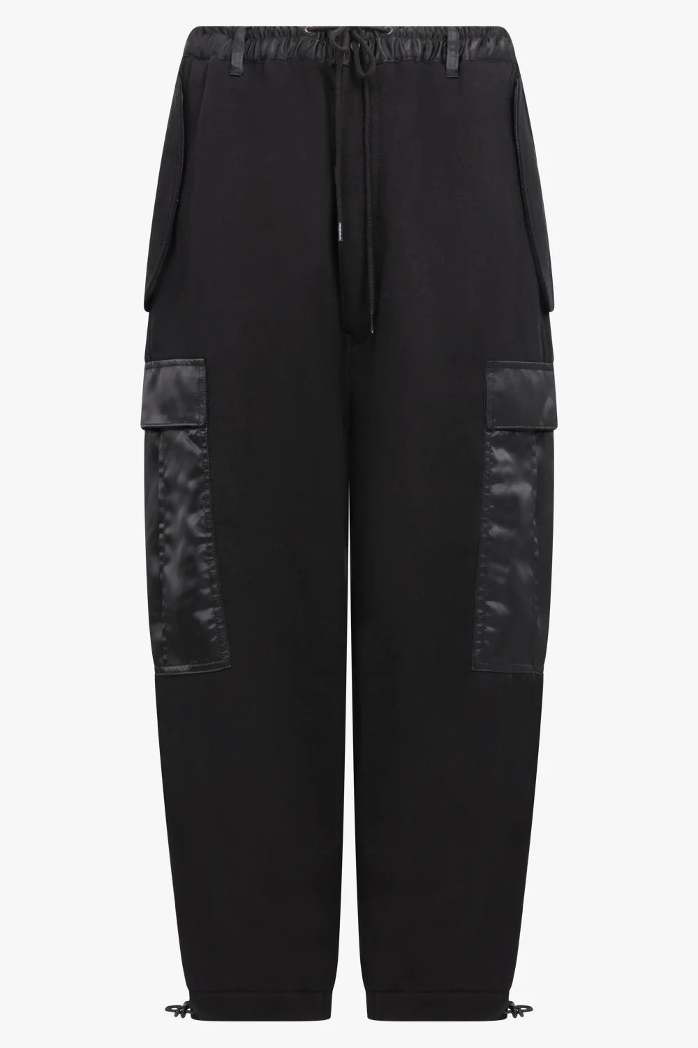 COTTON TERRYCLOTH WITH NYLON TWILL PANTS | BLACK - 1