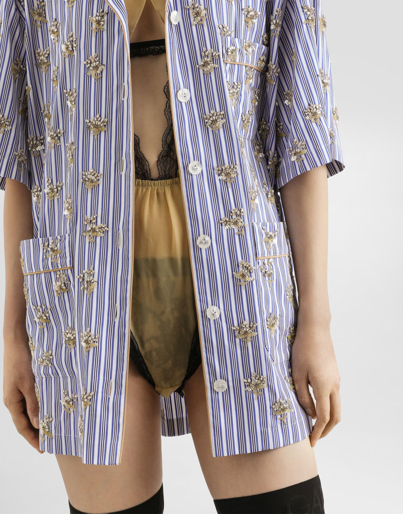Poplin shirt with flower embroidery 5