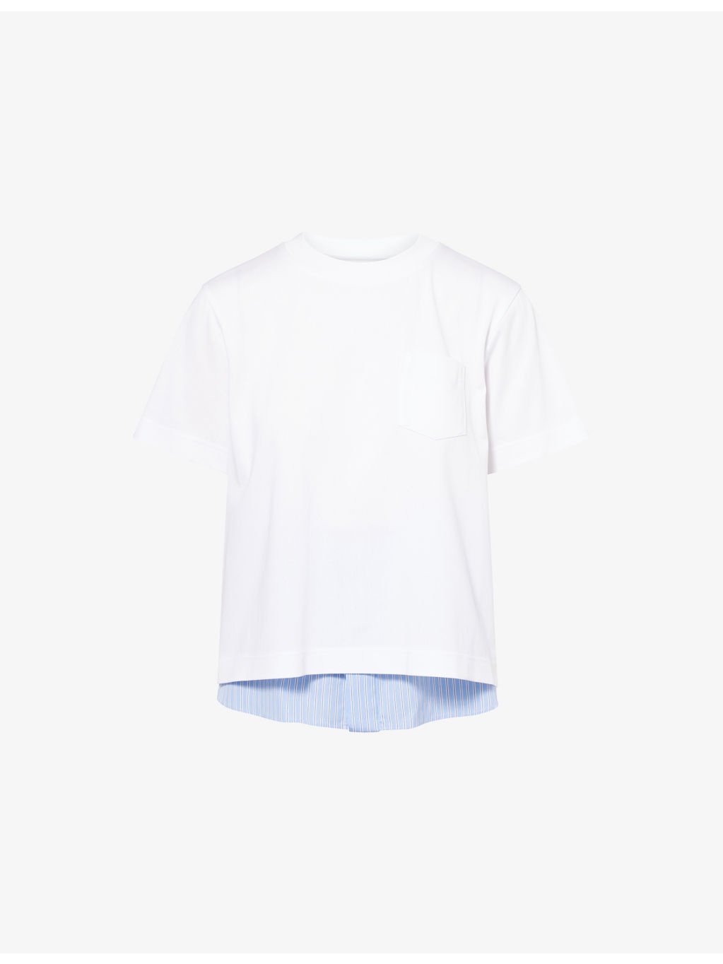 Striped-Panel Short-Sleeves Cotton-Jersey T-Shirt - 1