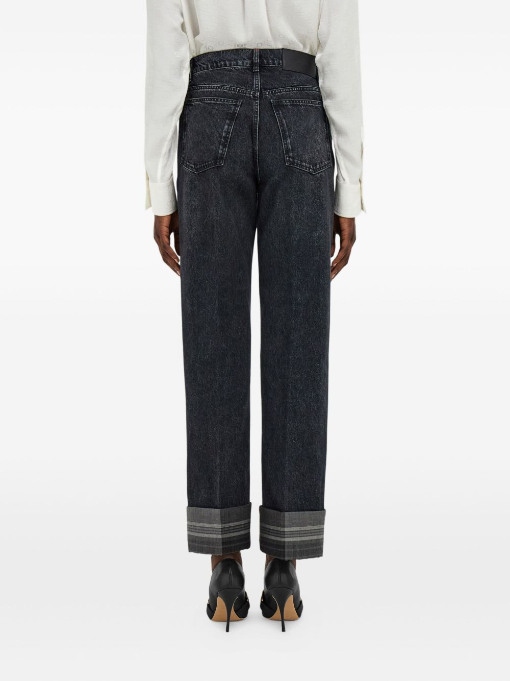 tartan-cuffs straight-leg jeans - 4