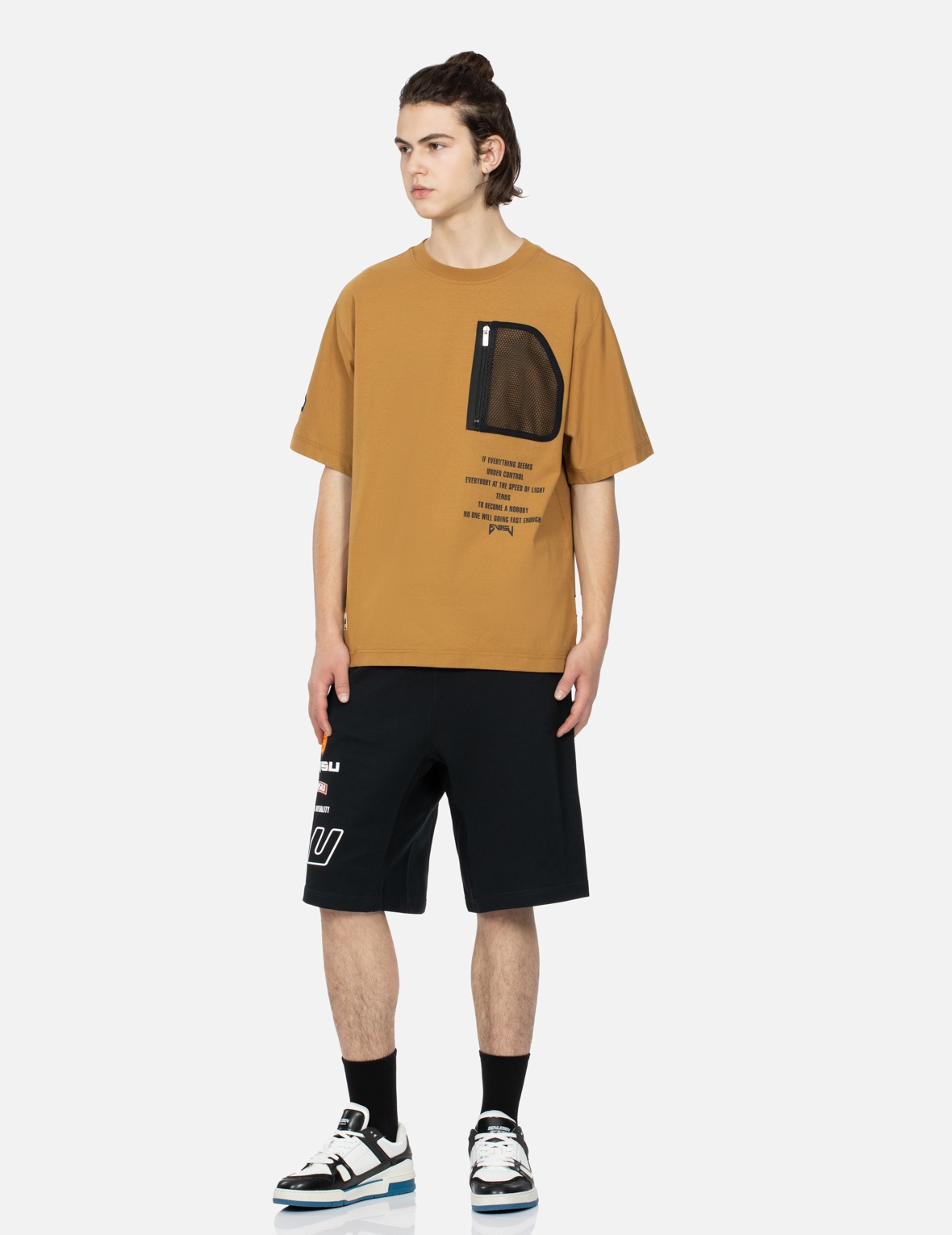 LOGO PRINT AND KAMON EMBROIDERY SWEAT SHORTS - 3