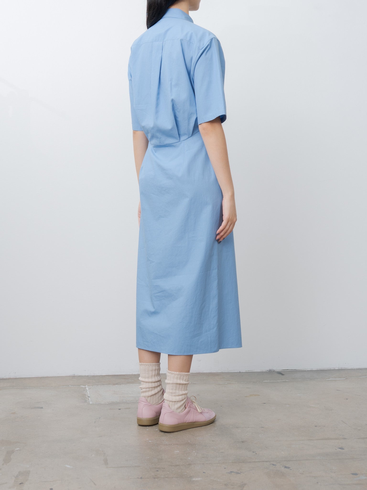 Washed Finx Twill Shirt Dress - Blue - 4