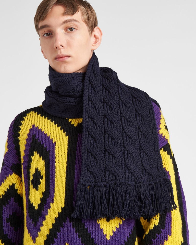 Prada Cable-knit wool scarf outlook