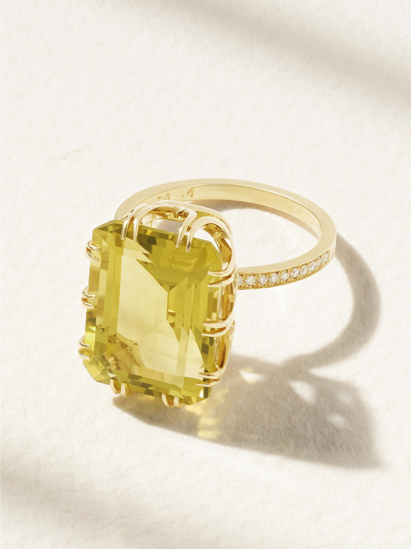 Solitaire Crown 18-karat Gold, Topaz And Diamond Ring 1