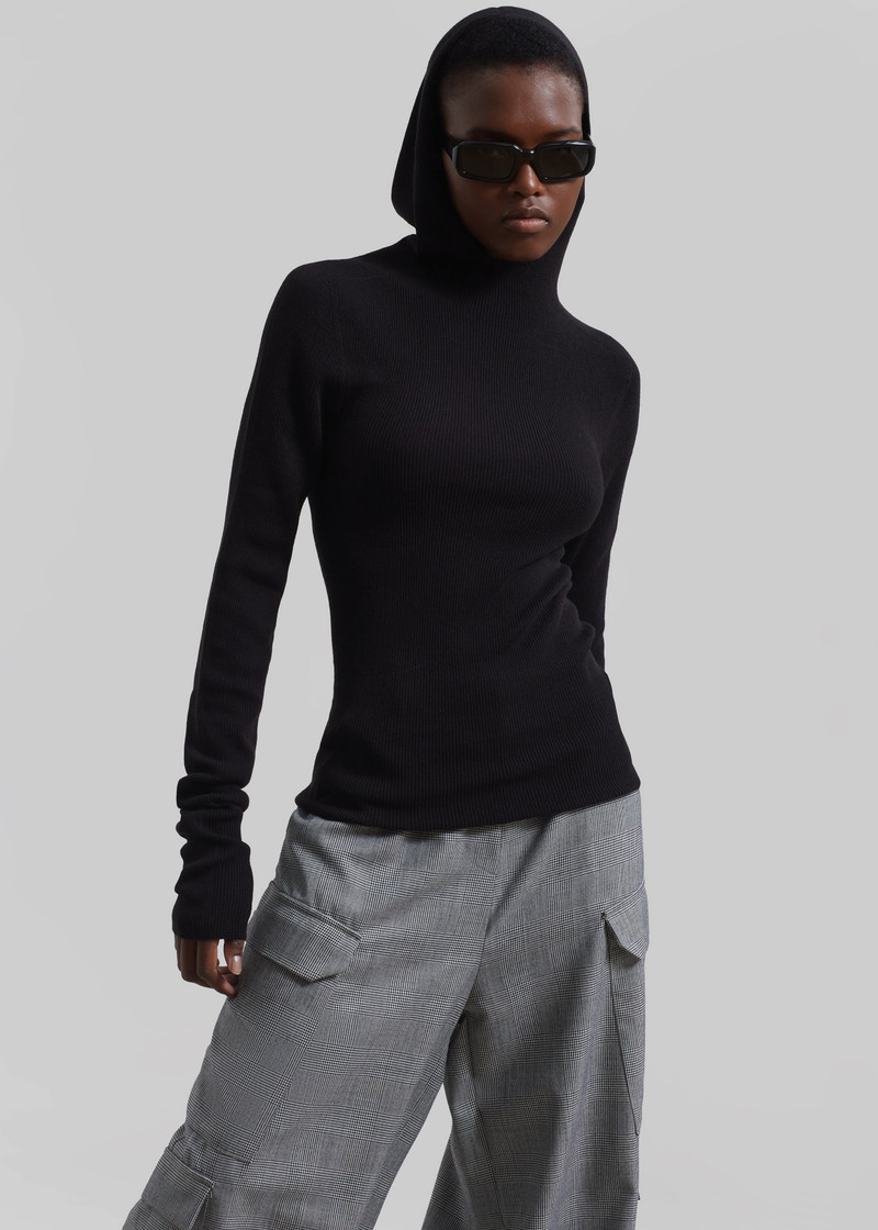 Danae Hooded Knit Top - Black 7
