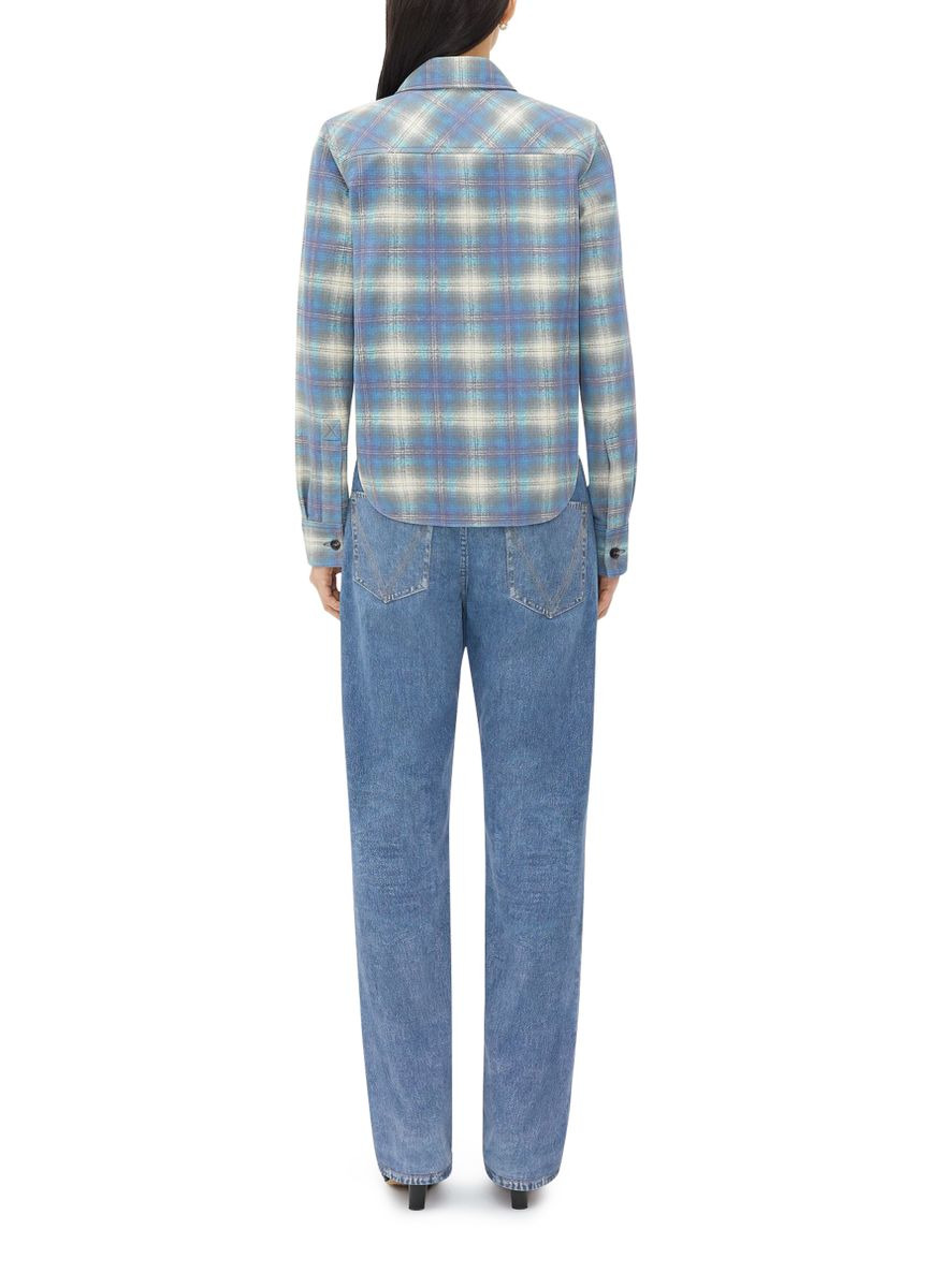 Flannel-Printed Leather Shirt - 4