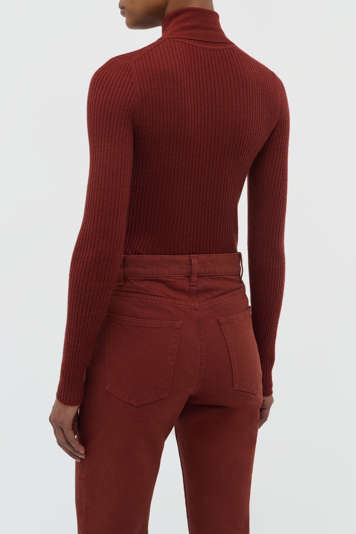Peppe Knit Turtleneck in Burnt Sienna Cashmere Silk - 4