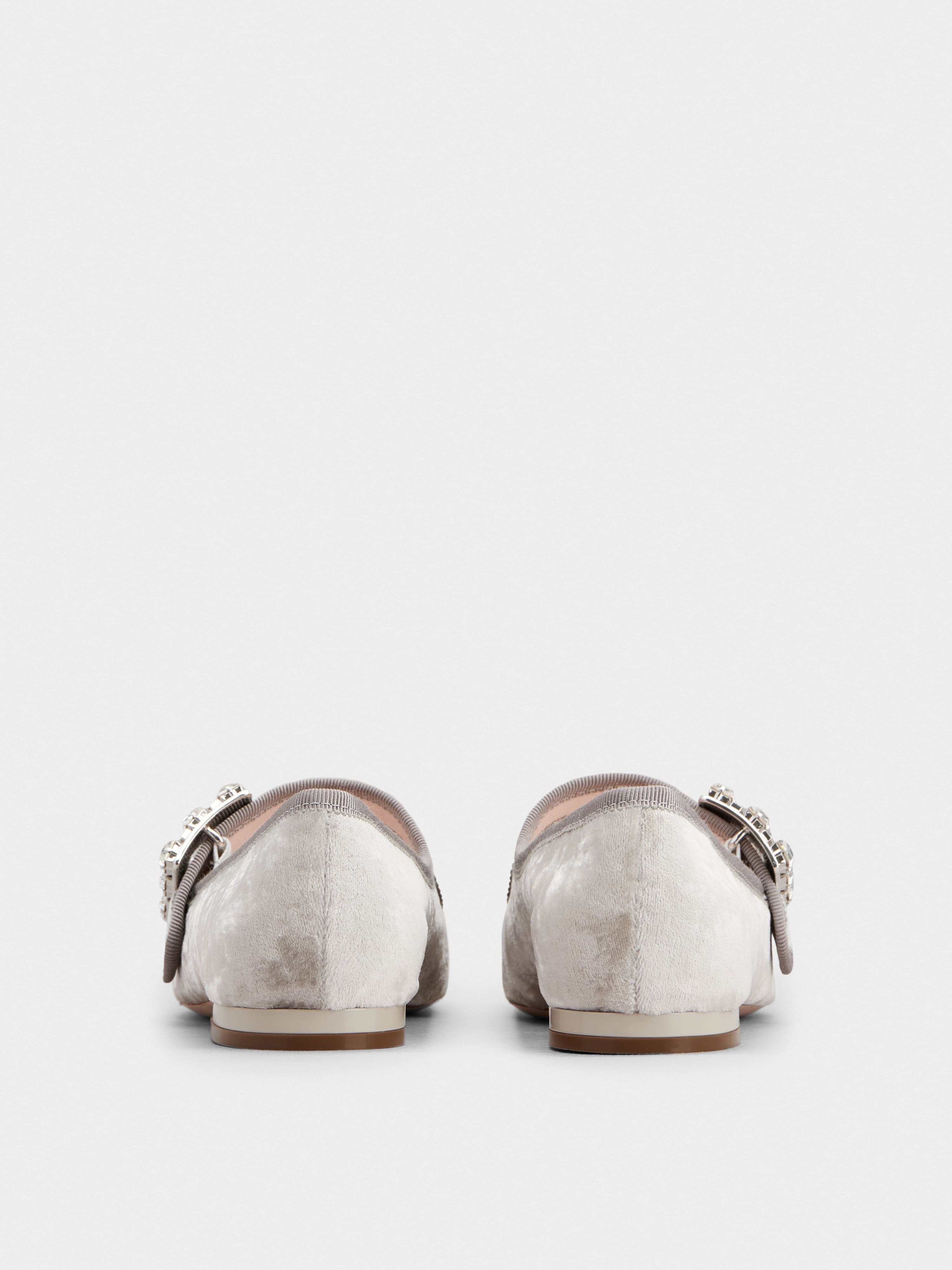 Très Vivier Strass Buckle Babies Ballerinas in Velvet - 5