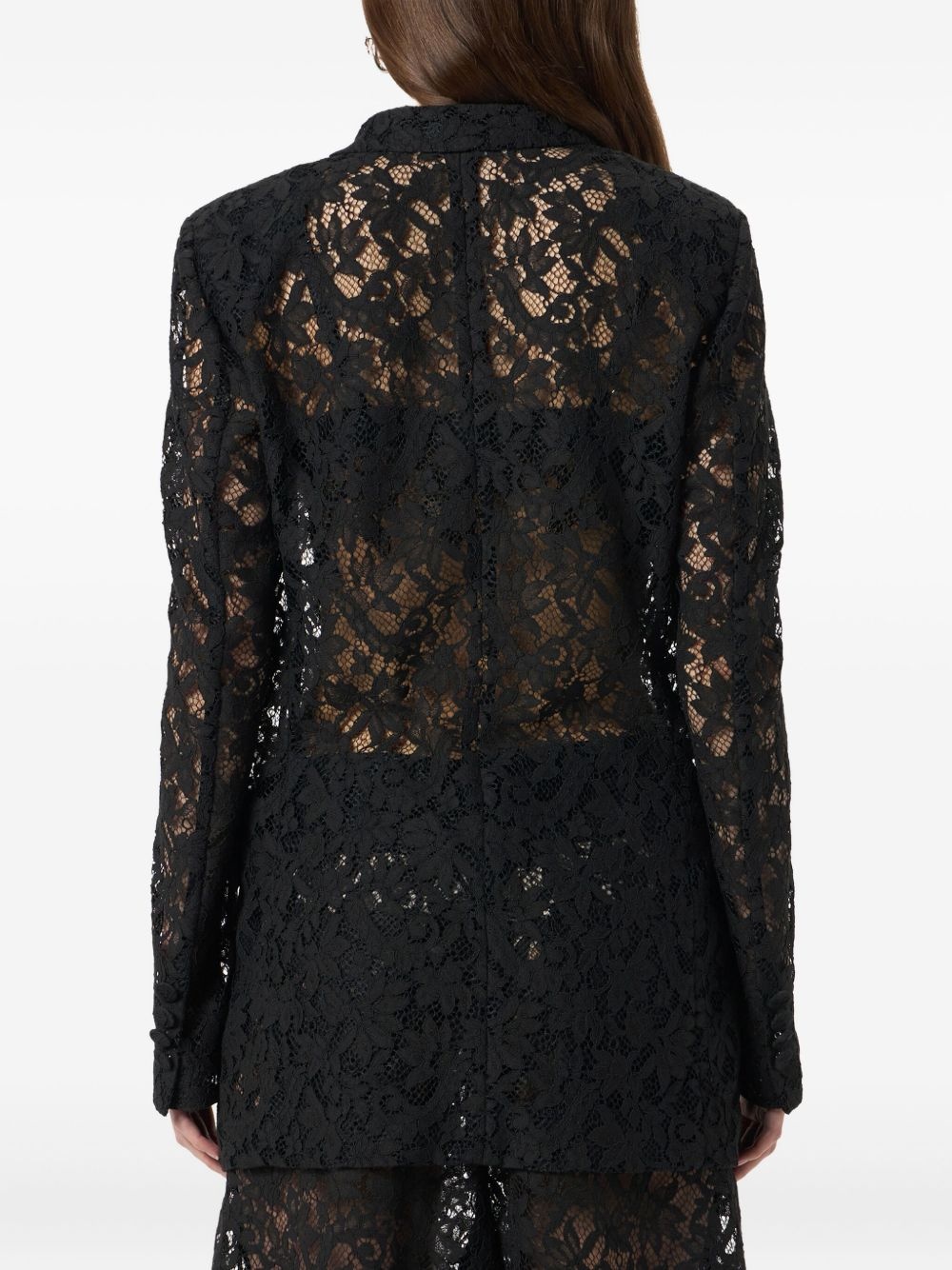 single-breasted floral-lace blazer - 5