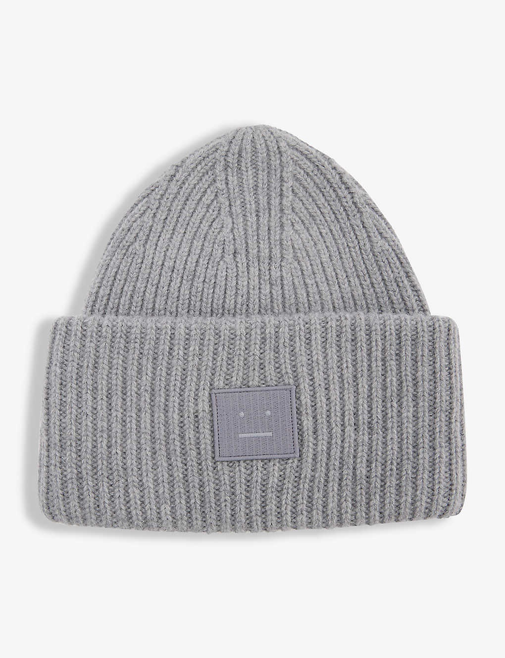 Face logo-patch wool beanie hat - 1