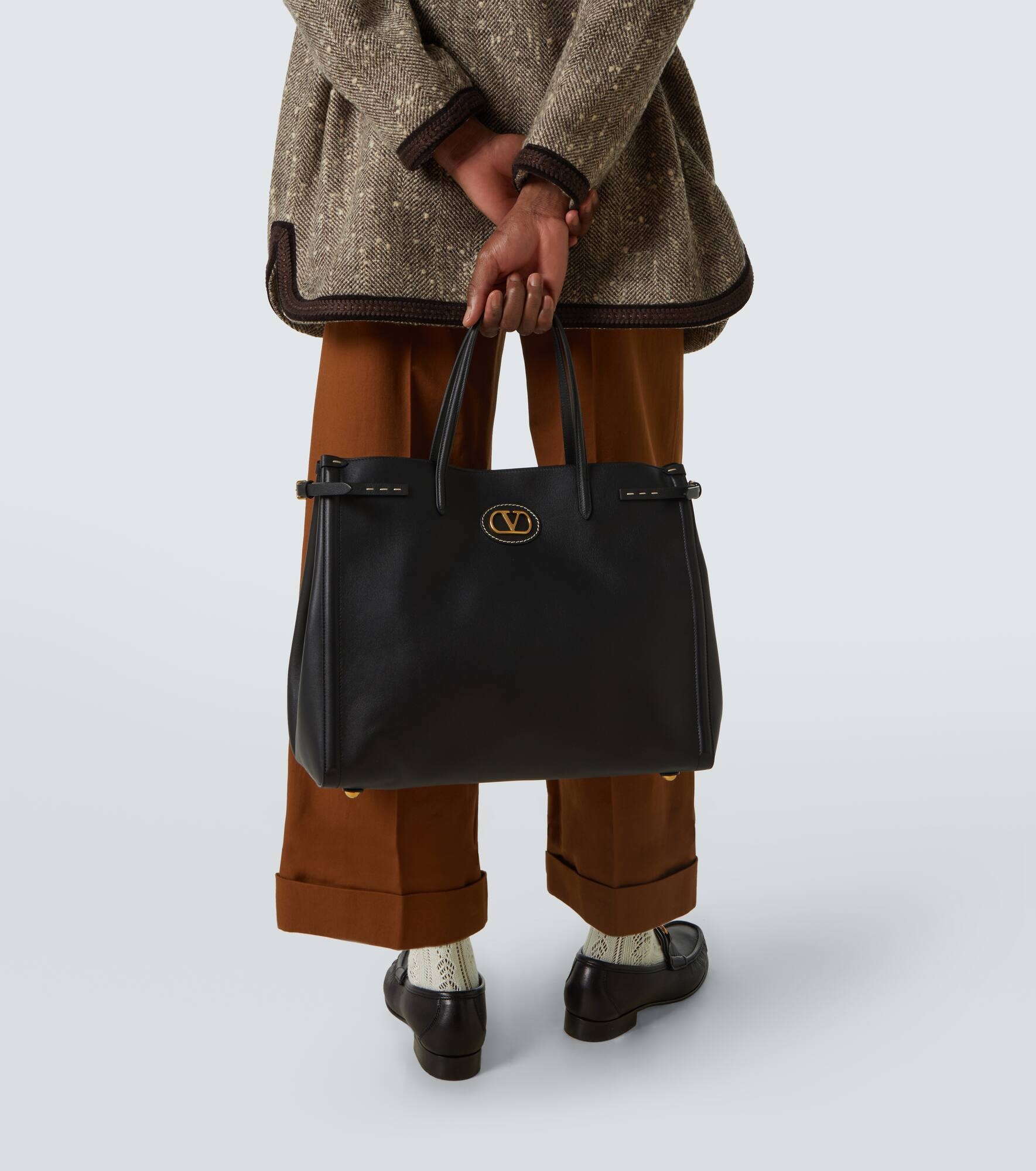 VLogo leather tote bag - 3
