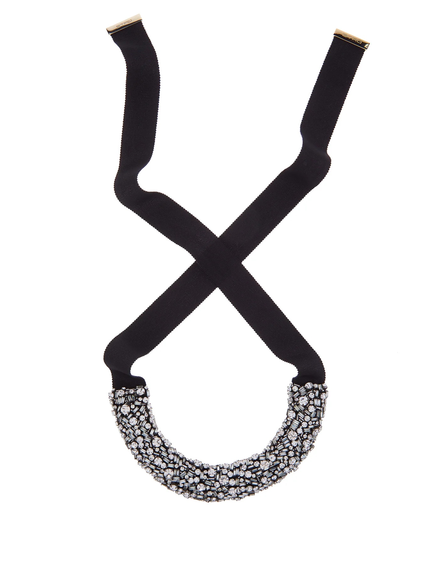 Crystal-embellished ribbon-tie necklace - 1