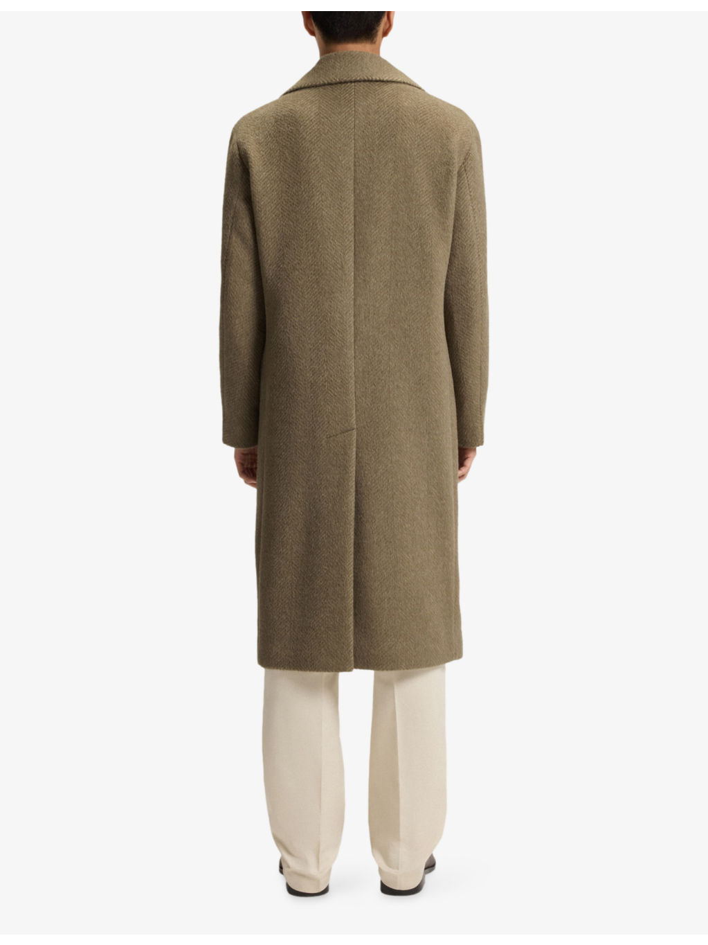 Double-Breasted Herringbone Wool-Blend Coat - 3
