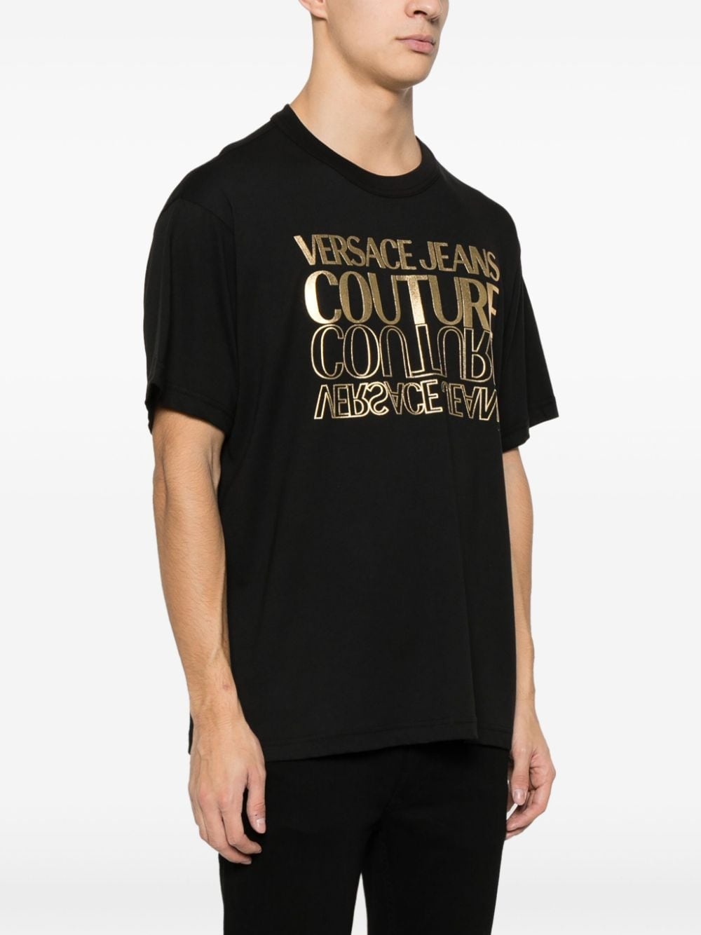 metallic logo-print cotton T-shirt - 3