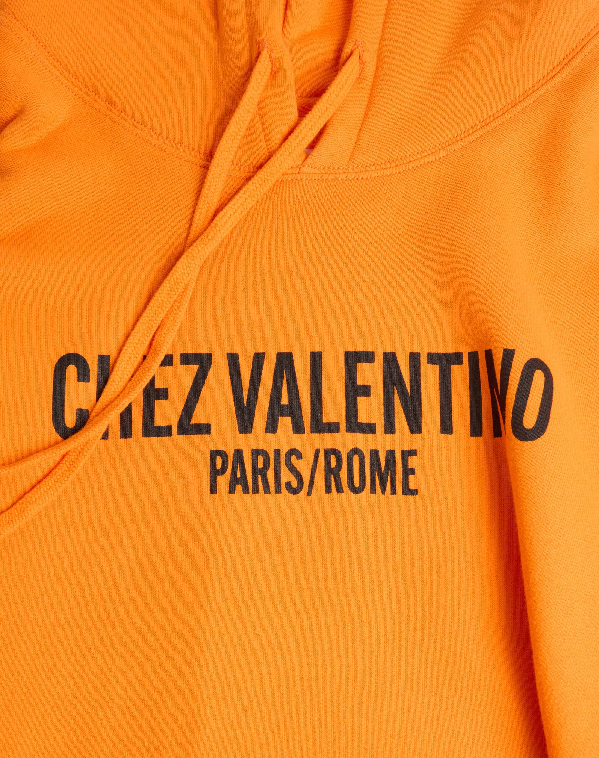 Valentino COTTON HOODED SWEATSHIRT WITH CHEZ VALENTINO PRINT