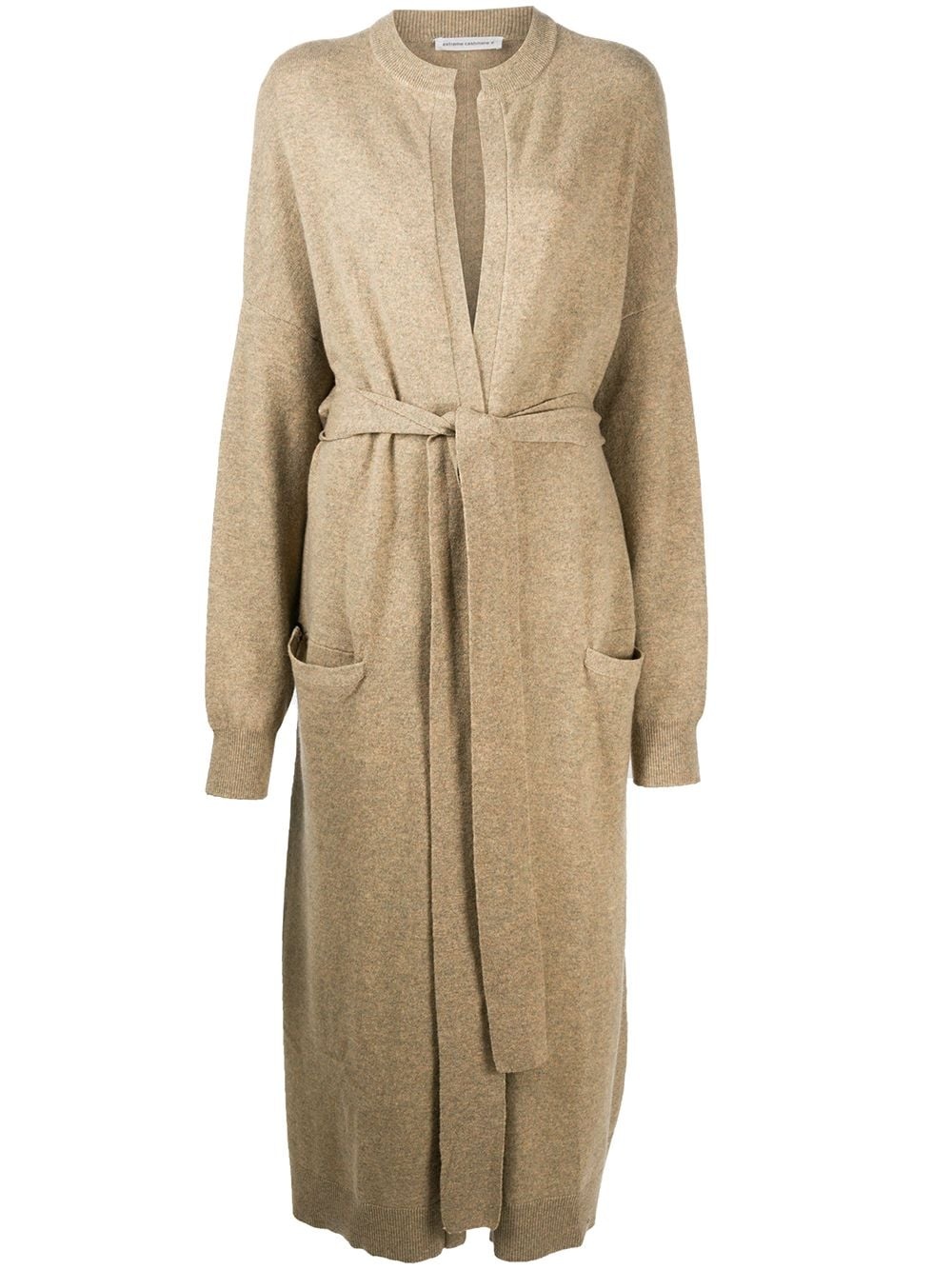 long cashmere tied waist cardigan - 1