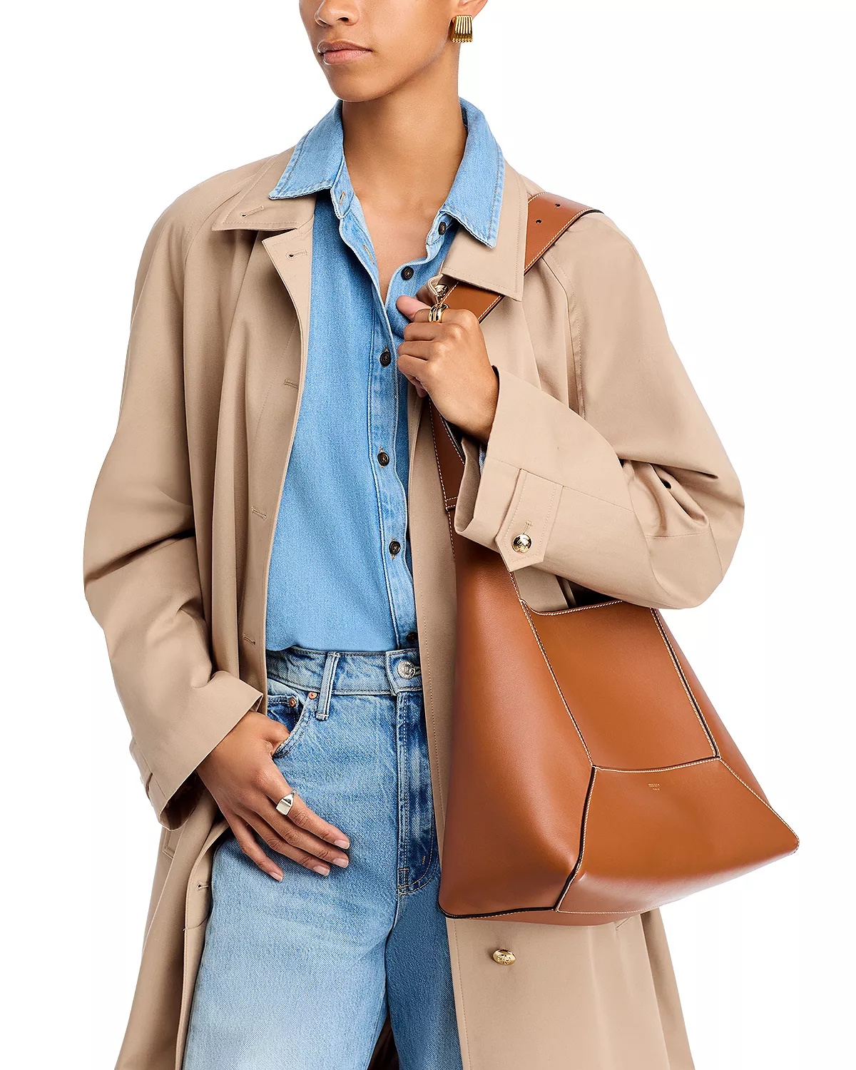 Diamond Hobo Leather Shoulder Bag - 2