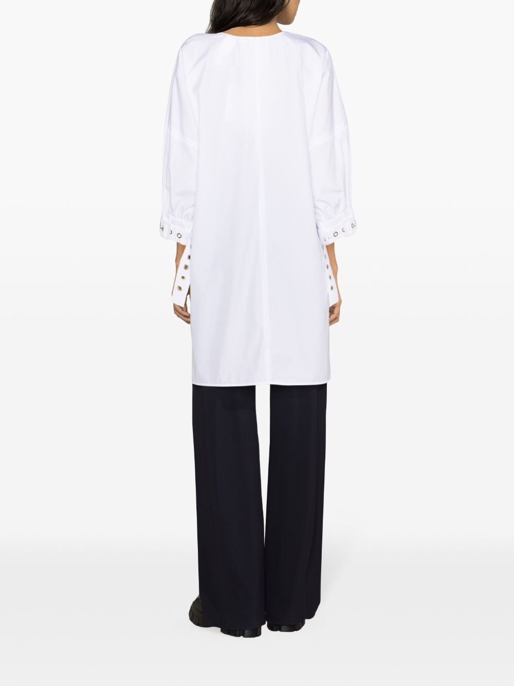 pleated crew-neck blouse - 4