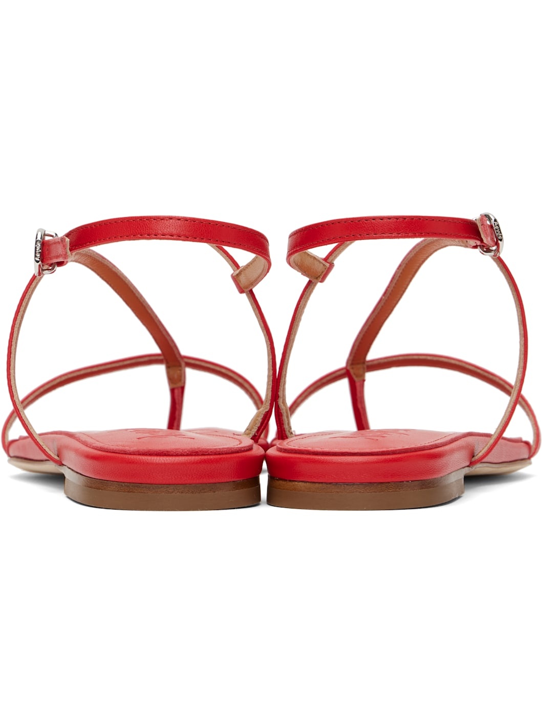 Red Ella Leather Toe-Post Sandals - 2
