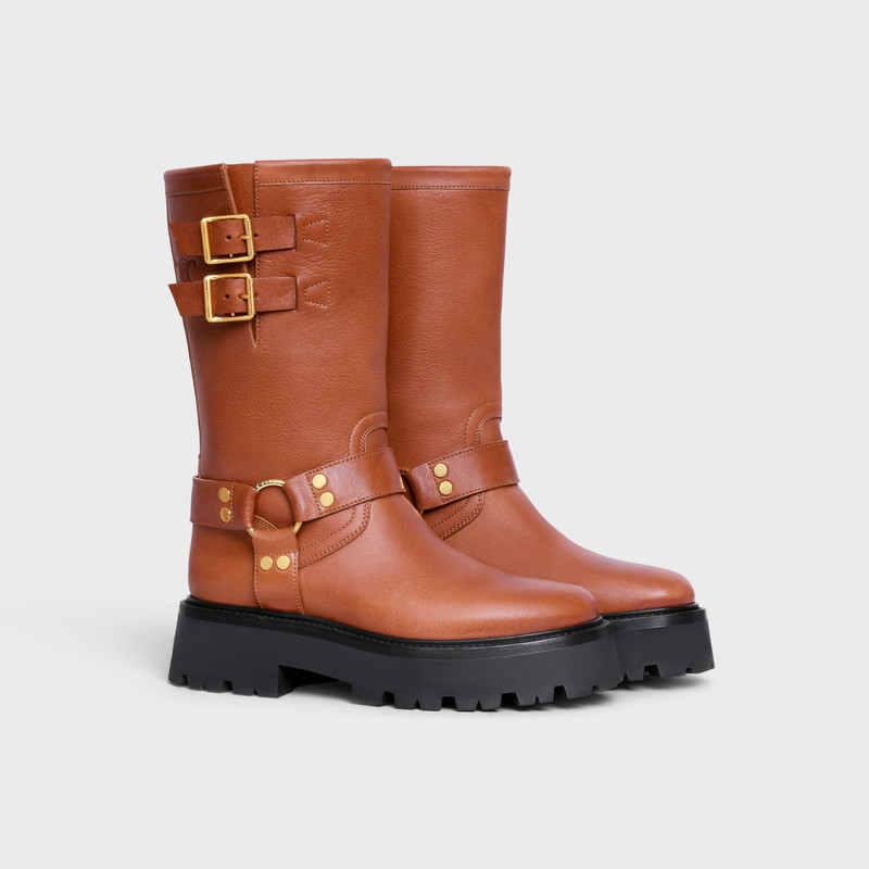 CELINE BULKY MID BIKER BOOT WITH HARNESS in Calfskin 2