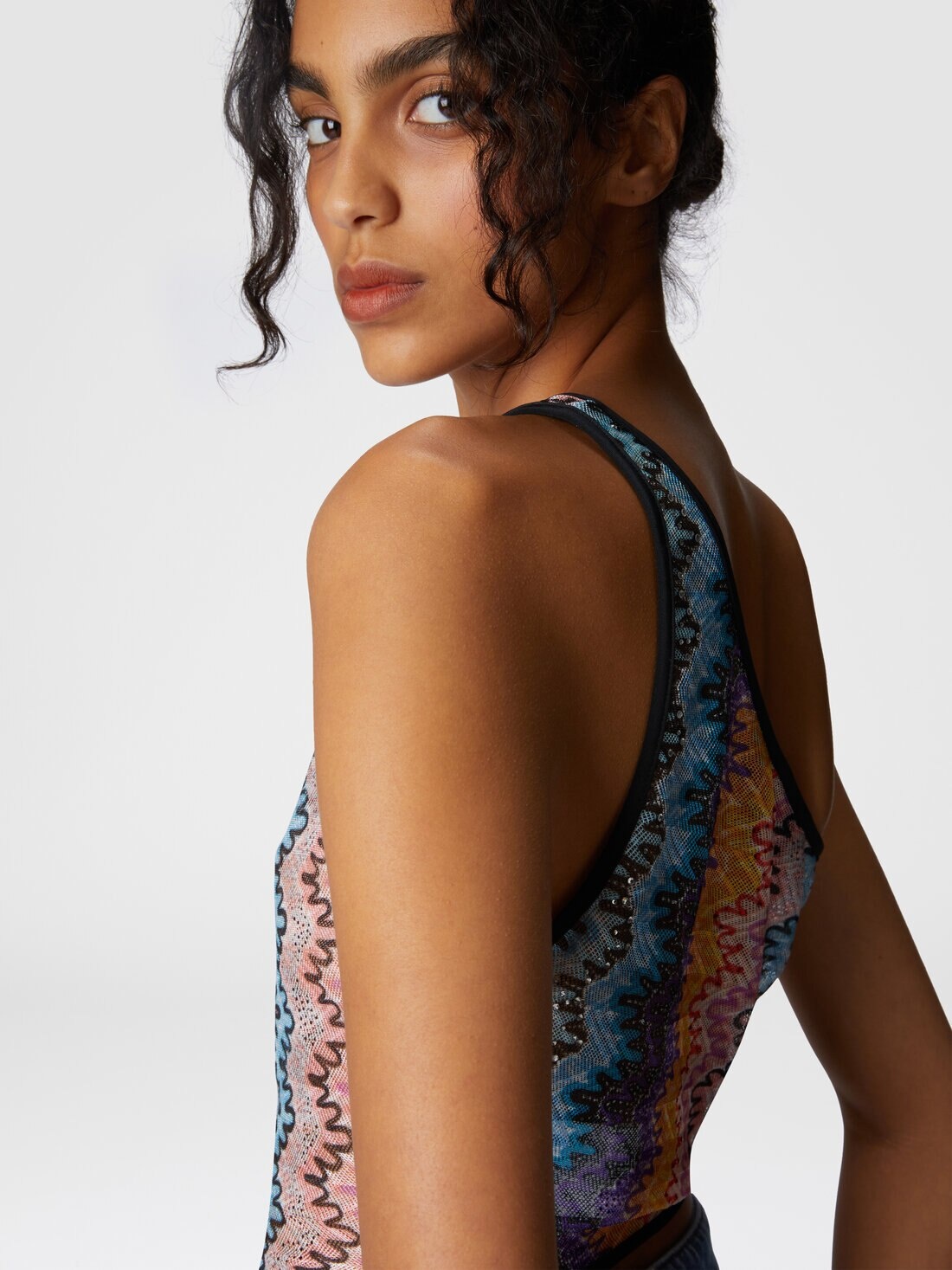 Printed lace one-shoulder top - 5