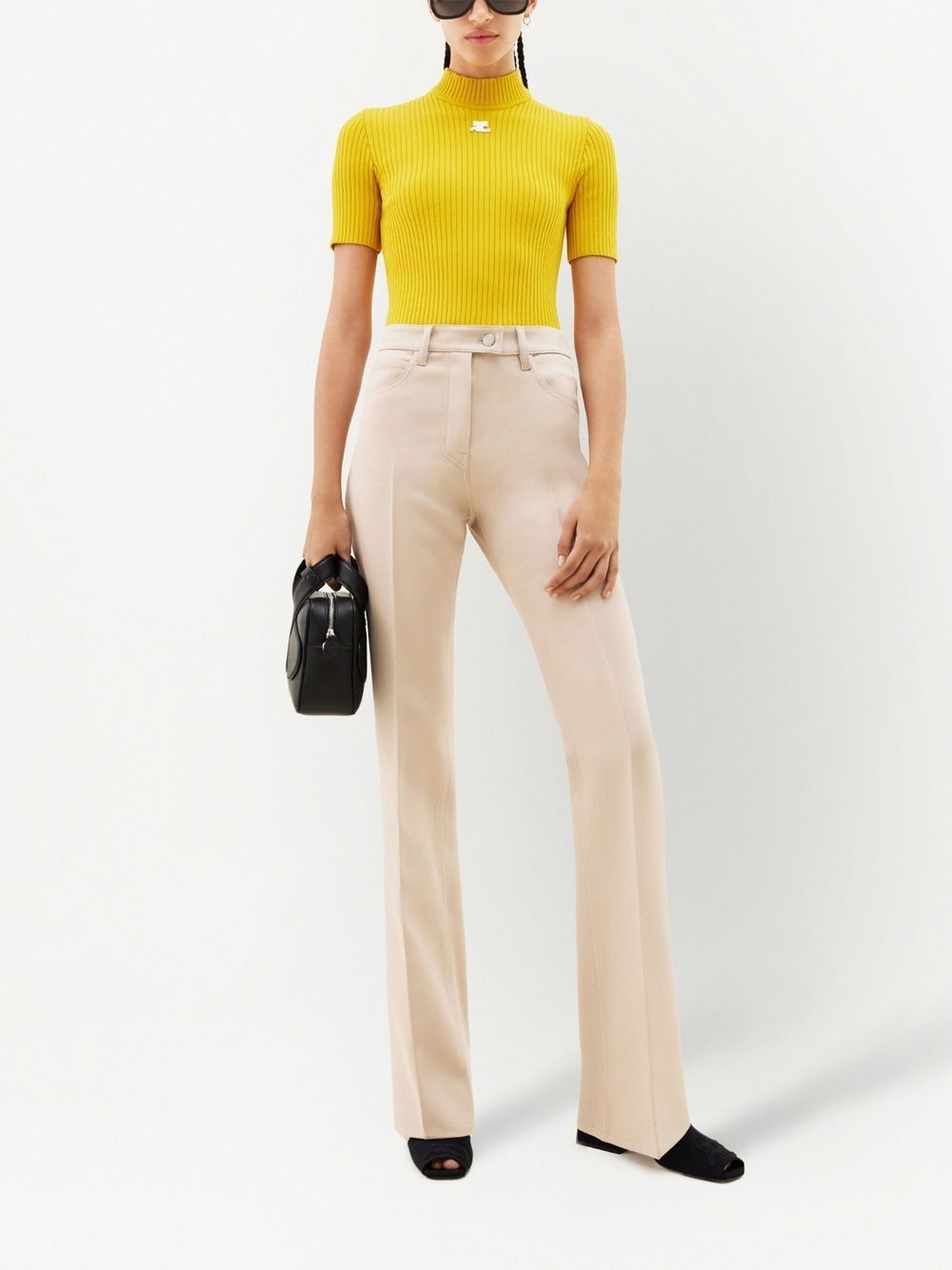 ribbed-knit logo top - 2