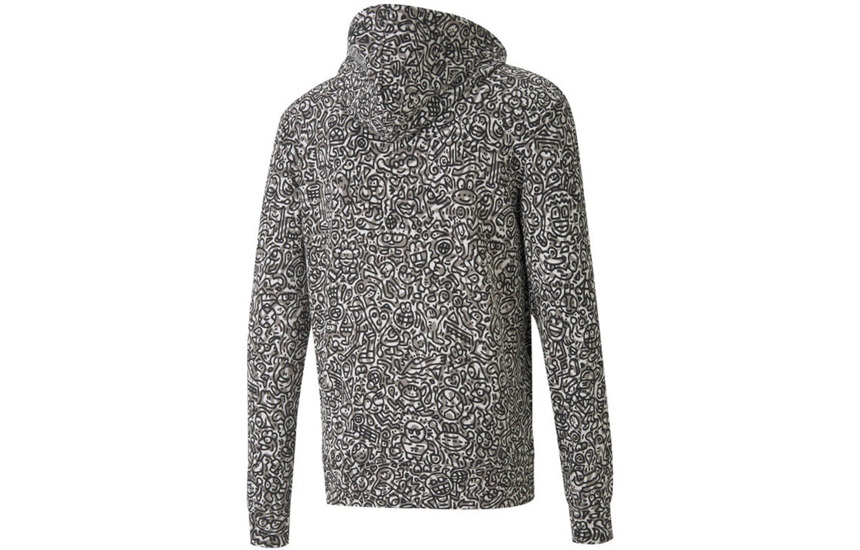 PUMA x Mr Doodle Crossover Drawstring hooded Knit Casual Sports Black 598680-01 - 2