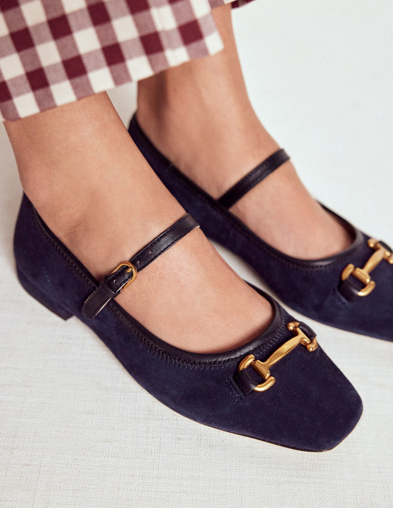 BODEN Iris Snaffle Mary Jane Flats-Dark Navy outlook