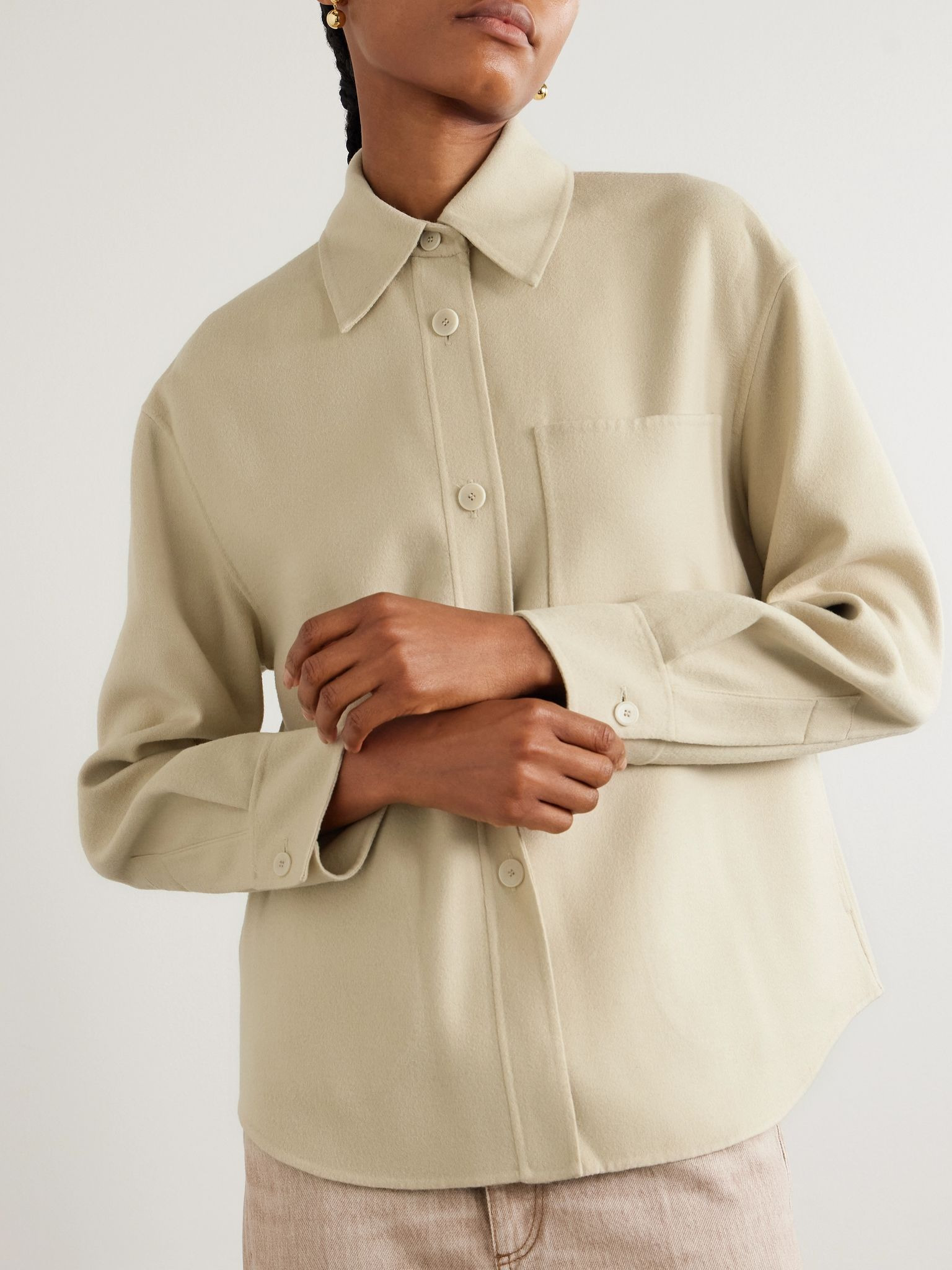 Jelia wool and silk-blend felt shirt Beige - 3